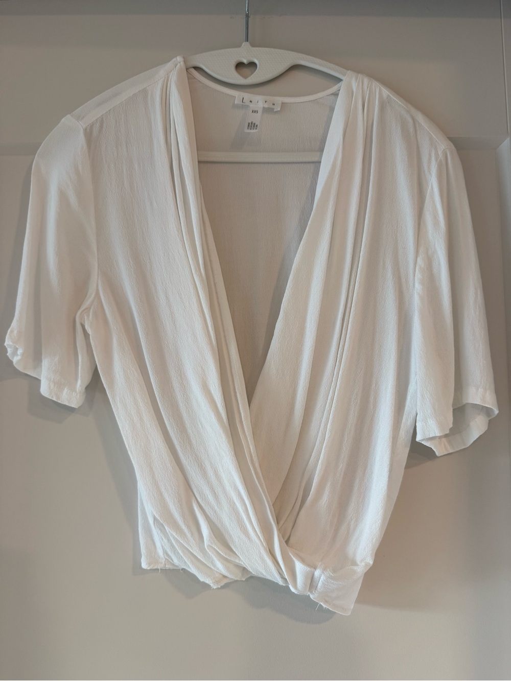 Leith White Draped Surplice Twist Front Top